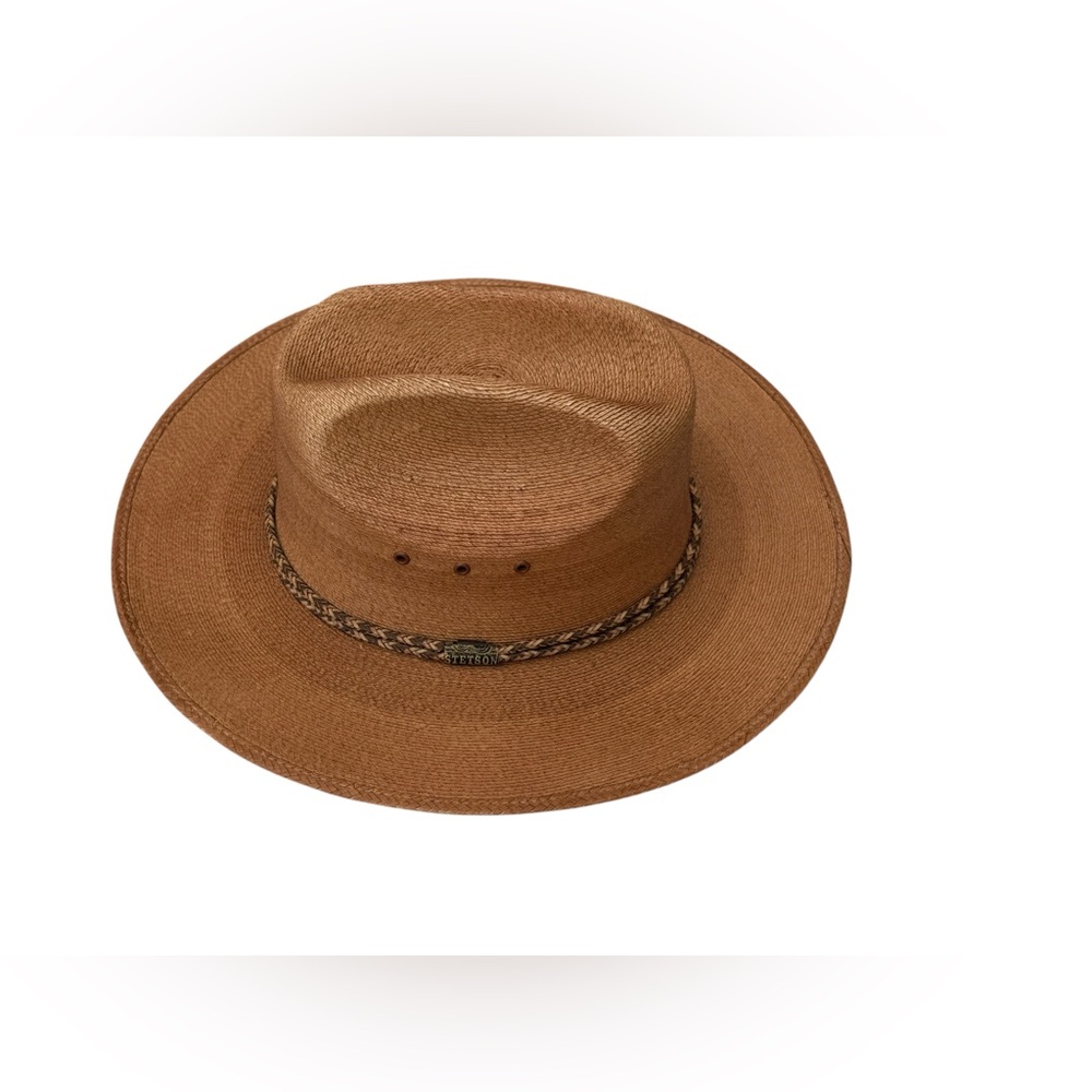 STETSON palm straw Amber Run Sun Hat with Braided Band (Large)